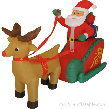 Santa kembung Krismas di Reindeer Sleigh